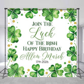 Lofaris St Patrick Green Clover Custom Name Birthday Backdrop
